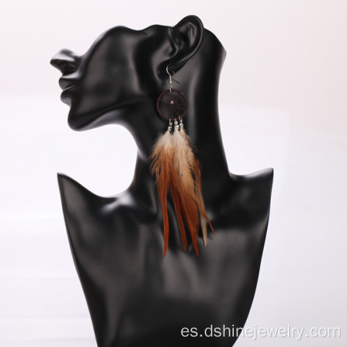 Gancho de espiga larga nueva Cool Punk pluma mujer pendientes